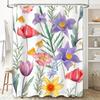 Watercolor Floral Shower Curtain Pink Purple Yellow Red Blue Decorative Bathrooms Waterproof Home Decoration Window Backdrop for