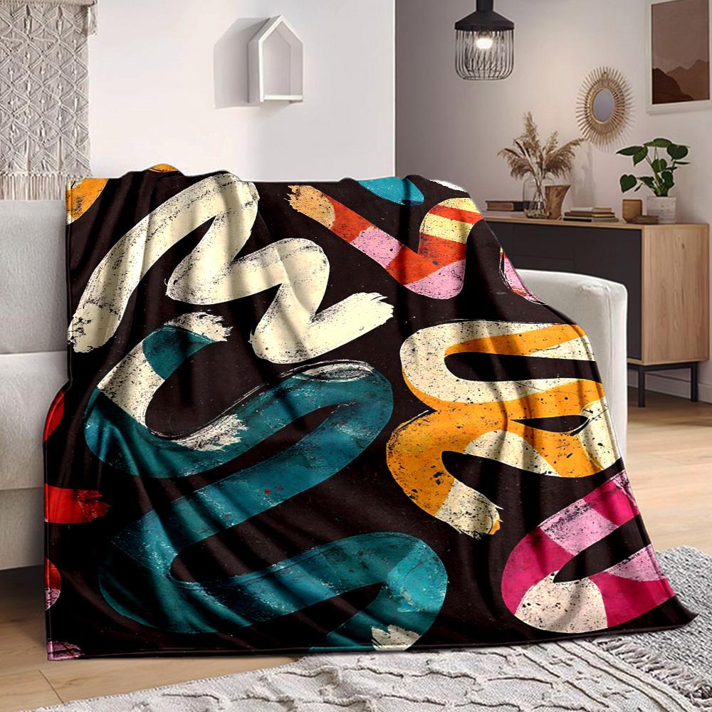 

1pc Abstract Art Print Blanket Warm,Perfect for Camping And Travel, Making It a Great Gift for Any Season yy250904168 75x90cm