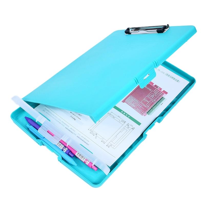 Portable File Case with Clipboard and Pen Box Document File Organizer Folder for Office Hospital Factory Warehouse