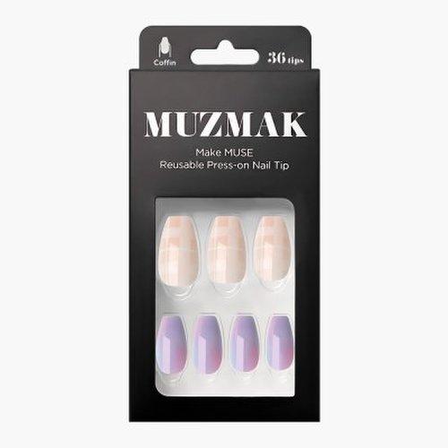 MUZMAK Reusable Nail Tips Summer Check (Coffin)