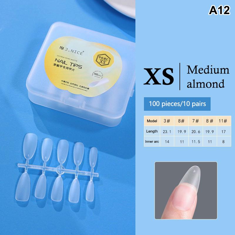 100 Pièces Embouts d'Ongles Amande Couvrance Totale Mat Gel Souple Faux Ongles Pour Salon de Manucure DIY Manucure Maison Création d'Art pour Ongles