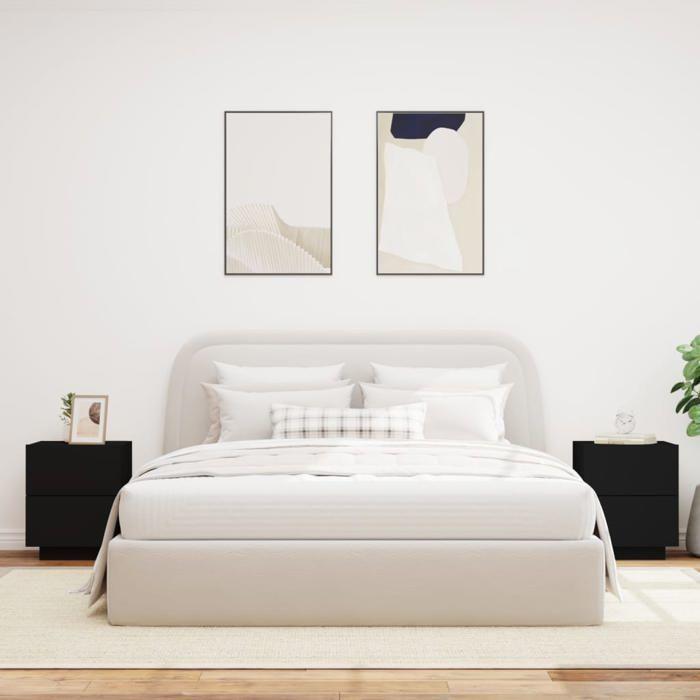 VidaXL Armoires de Chevet avec Lumières LED Chambre 2 pcs, Tables de Chevet avec 7 Tiroirs, Tables de Nuit Chambre, Moderne, 836738