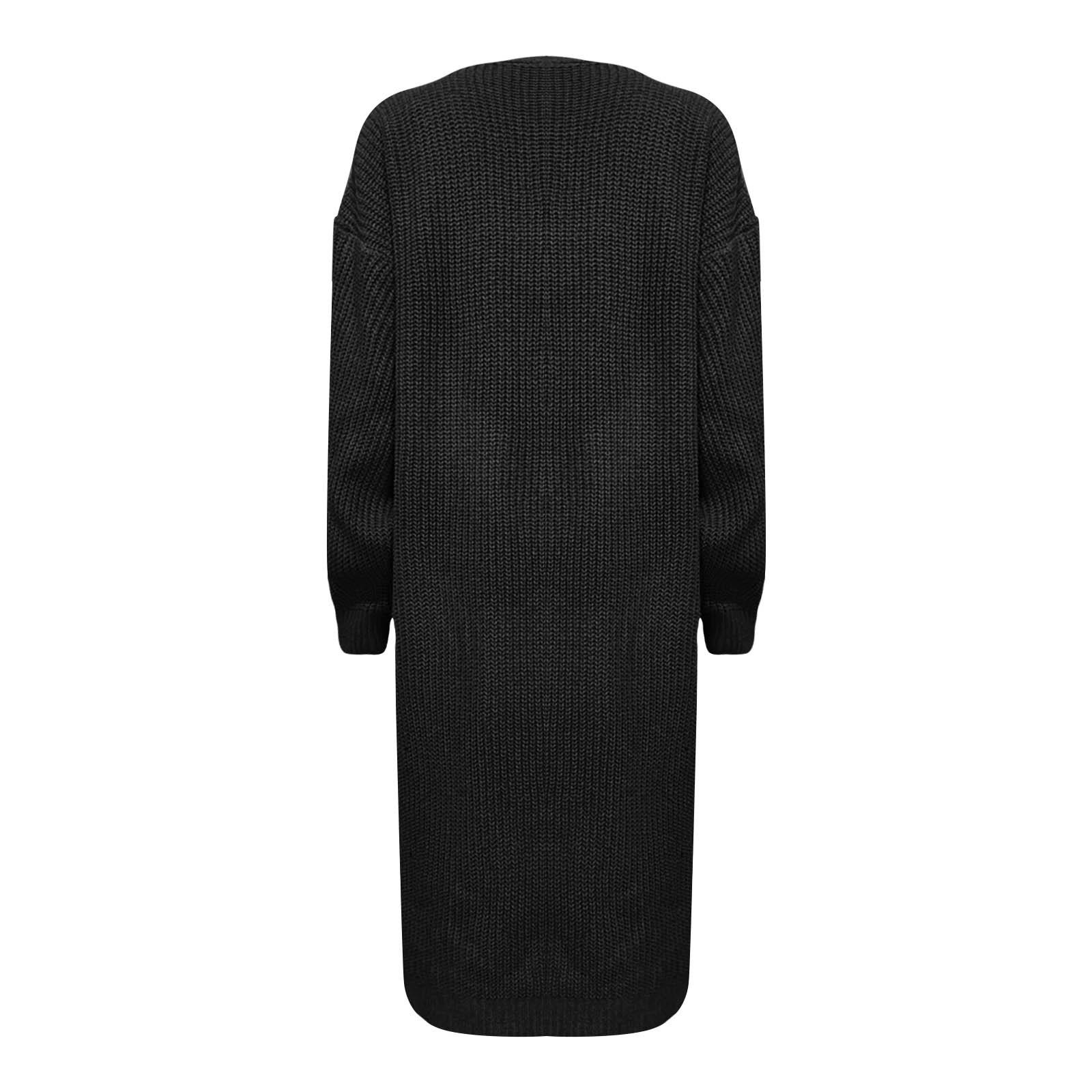 Женский осенне-зимний однотонный свободный вязаный свитер — фото 4