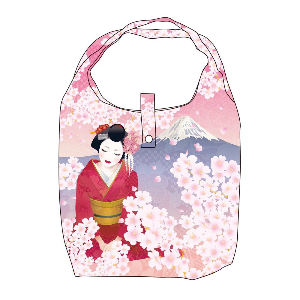 Nor Corporation Eco Japanese with Storage Maiko x Cherry Blossom Bag, Pattern, Foldable, Pouch, Design, ECZ-1-33