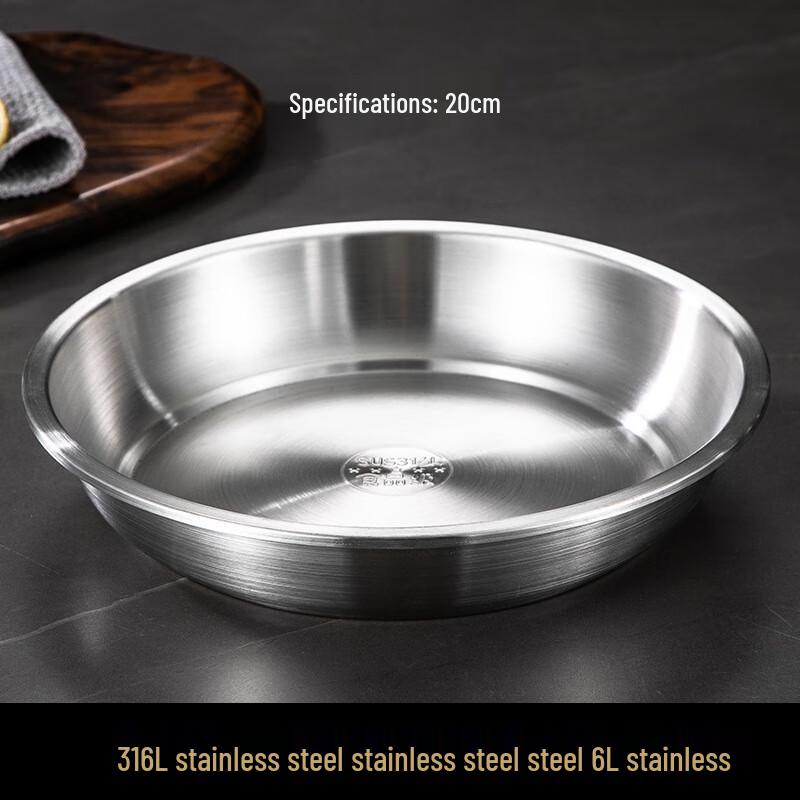 ZISIZ Stainless Steel Round Deep Dinner Plate