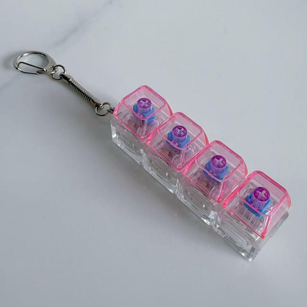 Creative Press Mechanical Keyboard With Lamp Decompression Artifact Personalized Keychain Vent Toy Transparent Schoolbag Buckle