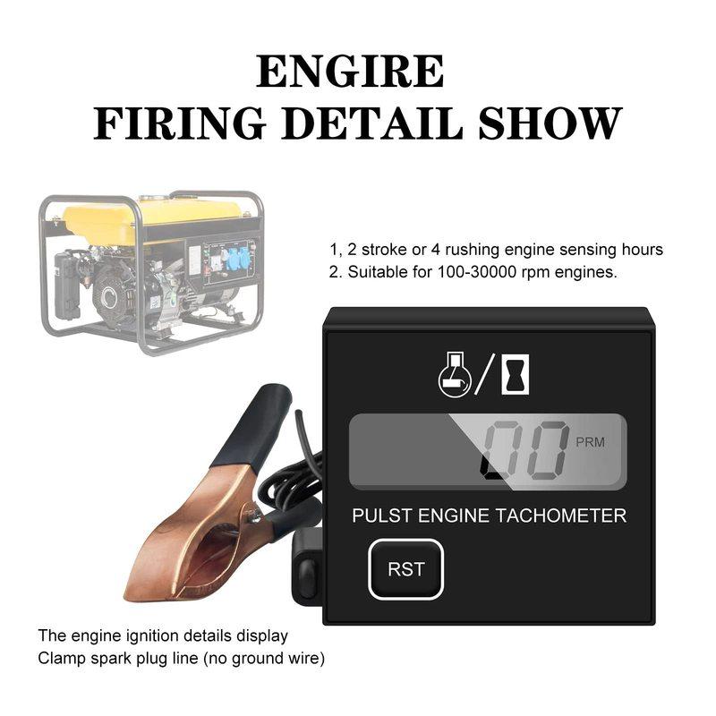 Digital Chainsaw Tachometer Motorcycle Tach Gauge Pulse Speedometer for Cropper Generator Lawn Mower RV ATV Motocross Boat