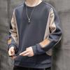 Men's Color Block Sweatshirt Contrast Panel Pullover Loose Fit Casual Top With Patches Streetwear