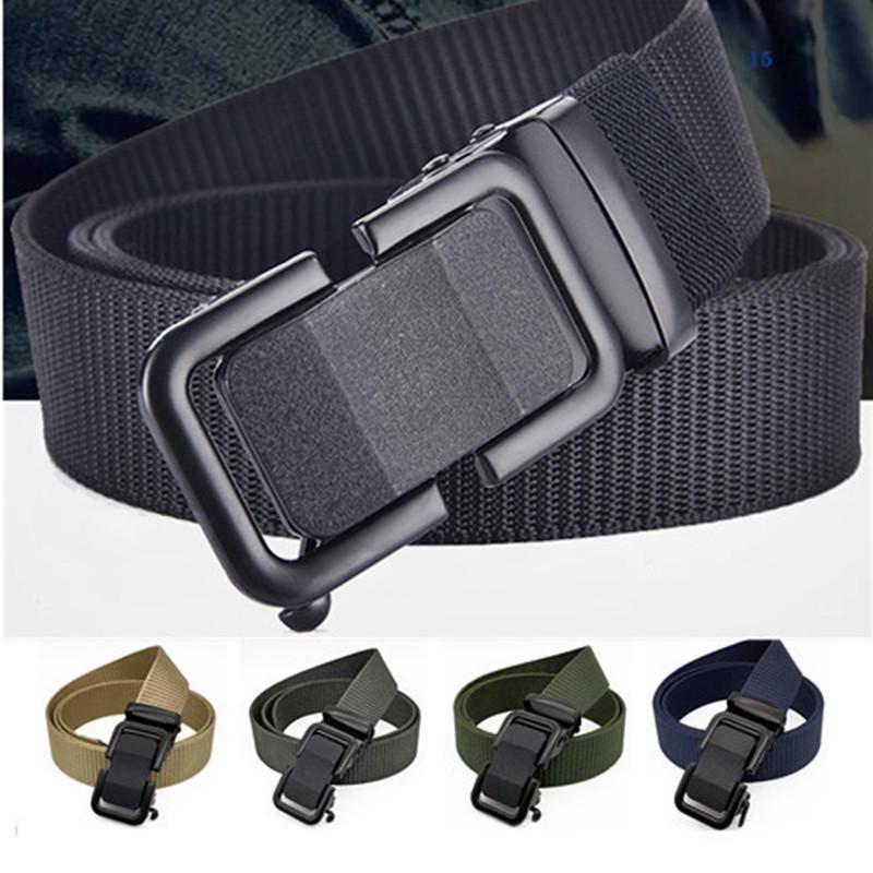 Herren Zahnloser Automatikverschluss Nylon Canvas Gürtel mit Metallschließe