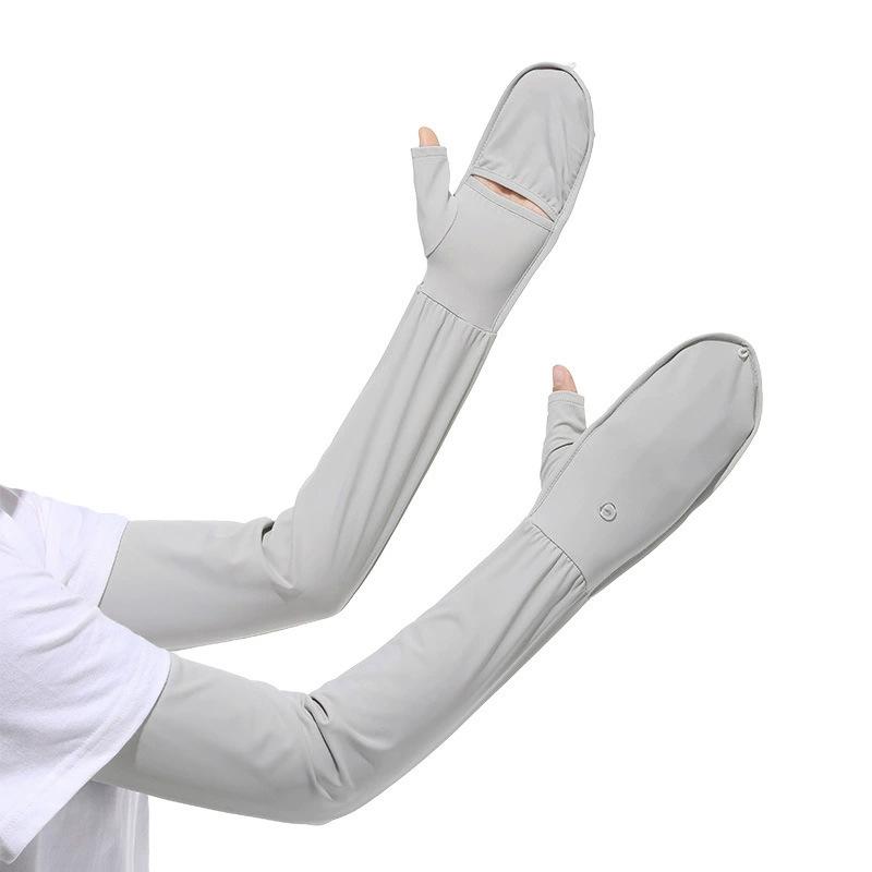 UV Protection Arm Sleeves for Women Mittens Cycling Palm-Cutout Cooling Ice Silk Driving Outdoor Travel Breathable Arm Covers