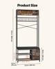 Hall Tree, 1800 mm Coat Rack with Shoe Bench & 3 Drawers, 3-in-1 Freestanding Shoe Rack Storage Organizer with Bookshelf & Wire Shelf, Steel Frame