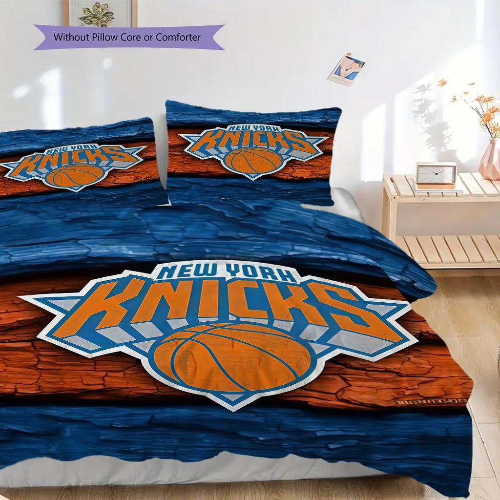 Set da tre pezzi con spirito da basket dei New York Knicks(1 * copripiumino + 2 * federa, senza nucleo)Set biancheria da letto Morbido e confortevole