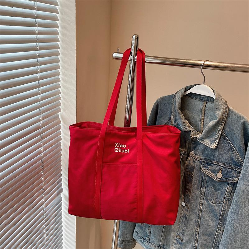 Casual Simple Large-capacity Canvas Bag Women's New Fashionable Versatile Shoulder Tote Bag Class Bag