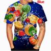 Summer Round Neck Funny Fruit Pattern 3D Print Top Fashionable Casual Short Sleeved Men's T-shirts