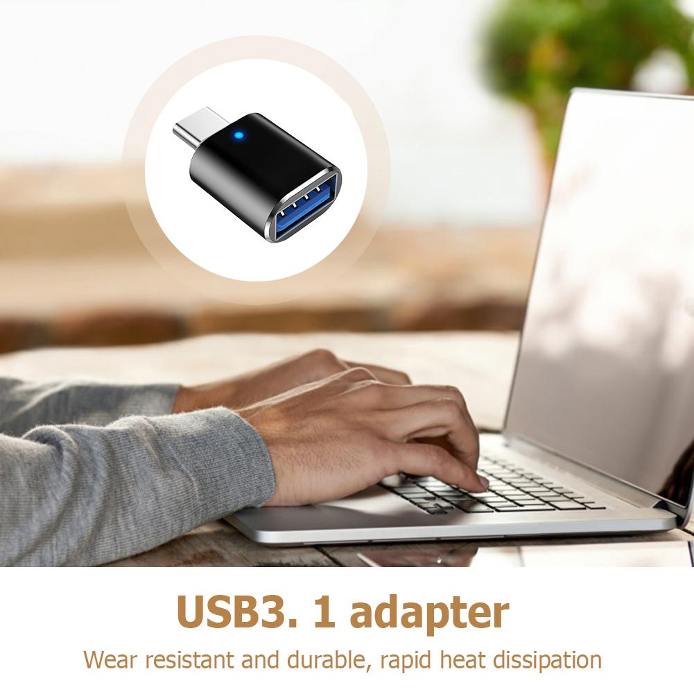 LED Indicator Type-C To USB OTG Adapter Connector 3A Fast Charging 5Gbps Data Transfer Plug and Play OTG Adapter