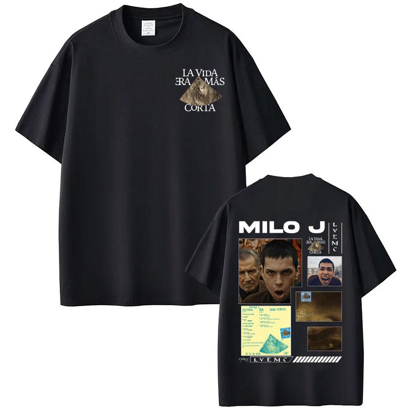 Rapper Milo J La Vida Era Mas Corta Album Tees Men Women Hip Hop Tshirt Cotton Casual High Quality Fashion ONeck Tshirt Tops