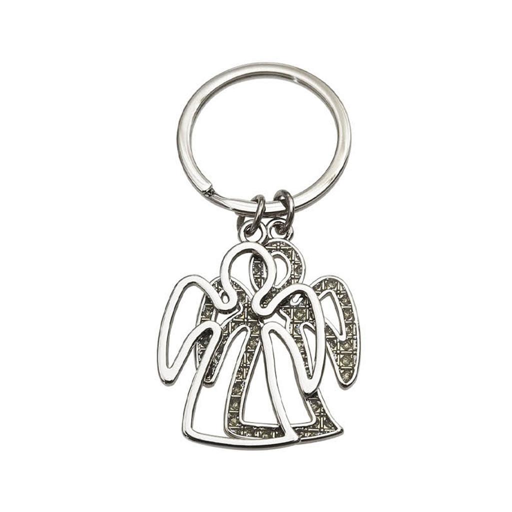 Trendy Guardian Angel Wing Keychain Silver Blessing Pendant Key Chain Versatile Cellphone Lanyard Stylish Bag Accessory