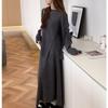 Autumn and Winter Women's Knitted Round Neck Pullover Soft Sticky Split Knit Sweater Casual Half-body Skirt Suit