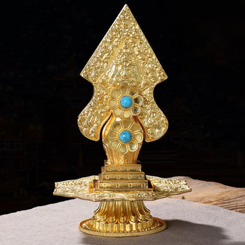 Gold Tibetan Engraved Toma Flower Tantric Alloy Handicraft Auspicious Exquisite Buddhism Home Gift Collection Desktop Decorative