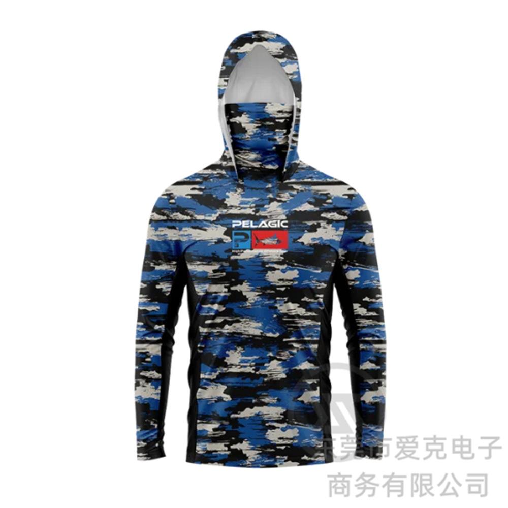 Pelagic fishing suit summer outdoor sunscreen suit camouflage fishing suit cover Luya hooded fishing shirt quick drying