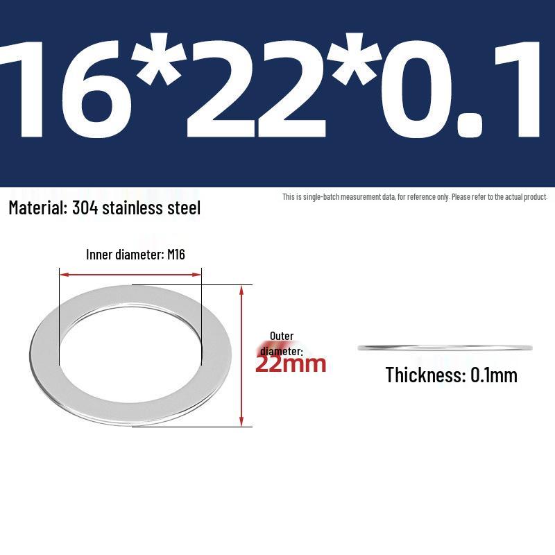 304 Stainless Steel Ultra-Thin Flat Washers - Available in Thickness: 0.1mm, 0.2mm, 0.3mm, 0.5mm