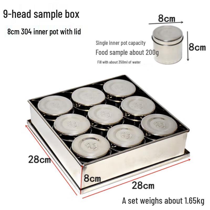 Stainless Steel 9-Compartment Food Sample Box
