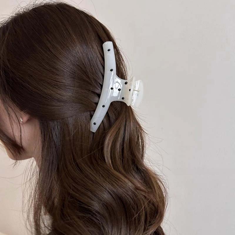 Korean Black White Wave Point Hair Claw for Women Girl Elegant Acetate Large Crab Hair Clip Hairpin Shark Clip Hair Accessories