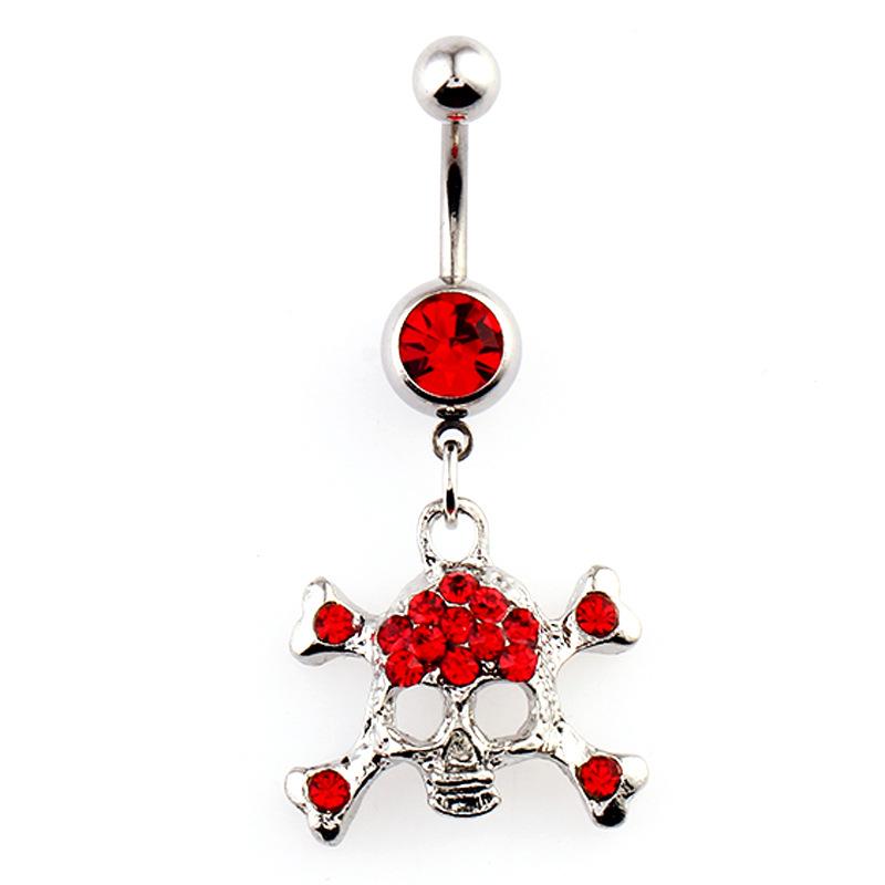 Accessori Grunge Anelli Ombelico Teschio Charms Punk Scheletro di Cristallo Piercing Corpo Zircone Goth Moda Coreana Zircone