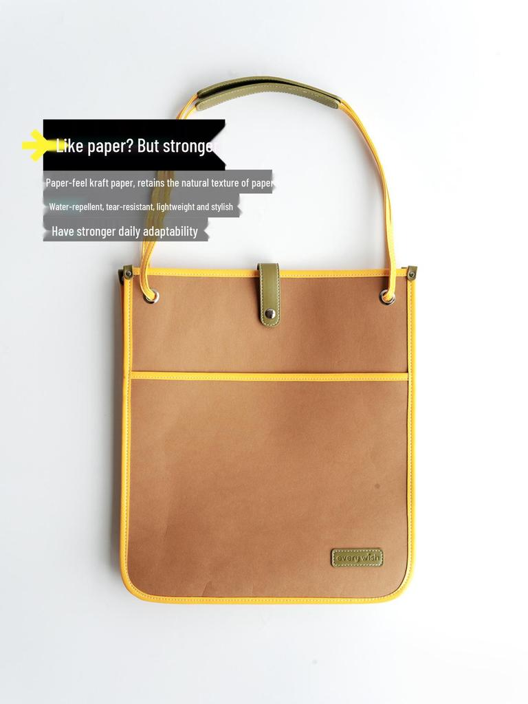 2025 Color Block Tote - Large Capacity, Lightweight Kraft Paper Shoulder Bag for Spring/Summer, Women's Casual Commute