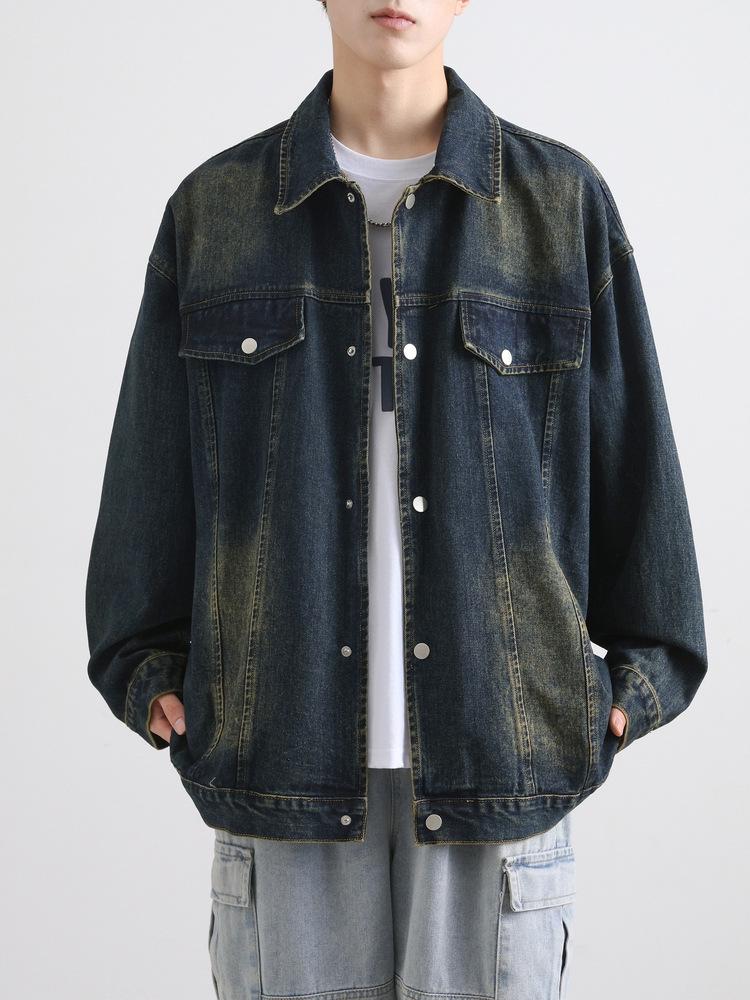 Autumn/Winter Retro American Lapel Denim Jacket - Loose Fit, High-End Workwear Style