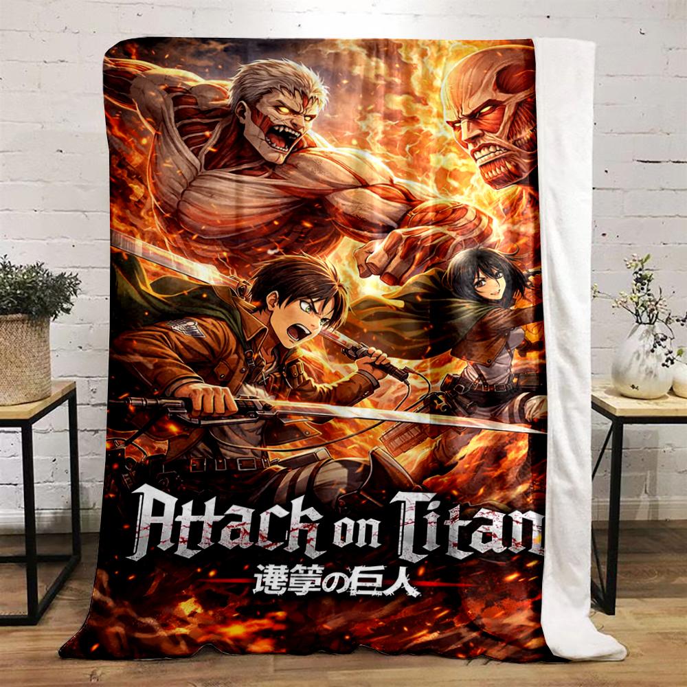 Attack on Titan Anime Scene Blanket Flannel blanket for bedroom, living room, sofa, and nap sofas.