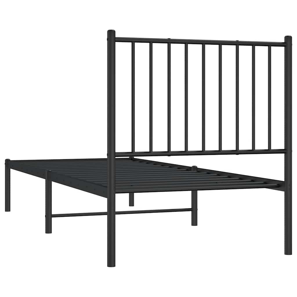 Vidaxl Metalowa Rama Łóżka Z Wezgłowiem, Czarna, 75X190 Cm