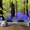 Nature Forest Tapestry Green Tree Bluebell Landscape Wall Hanging Polyester Calming Wall Art for Living Room Bedroom Dorm Decor