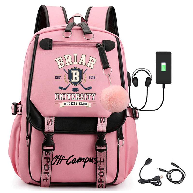 Letter Print 0Ffcampus Print Backpack Usb Outdoor Leisure Cute Schoolbag