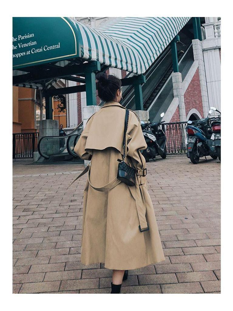 2025 Autumn/Winter Korean Style Mid-Length Petite Trench Coat for Women