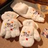 Cartoon polka dot puppy five-finger gloves female cute plush thickened warm neck windproof and cold proof