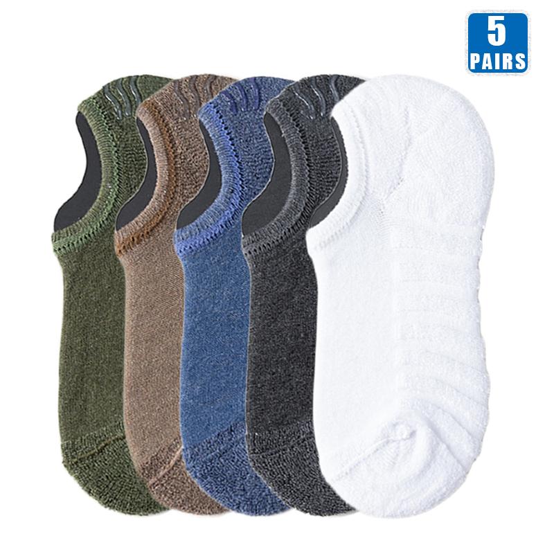 

5 пар коротких мужских носков, высококачественные, с глубоким вырезом, до щиколотки, нескользящие, хлопковые, мягкие, дышащие, летние, осенние, однотонные носки для мужчин EUR 39-44(US 7-10)