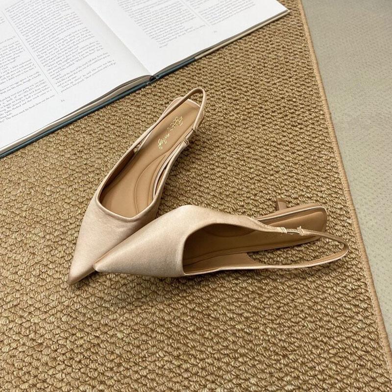 Fashion Fashion Low Heel Footwear Shallow Women Heeled Sandals Shoes Casual Female Pointed Toe Ladies Sandals Slip On Shoes Pumps