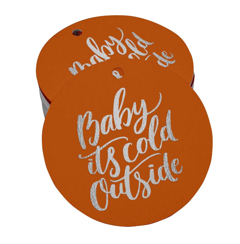 Inkdotpot Real Gold Foil Baby It's Cold Outside Baby Shower Tags Favor Hang Paper Tags 100