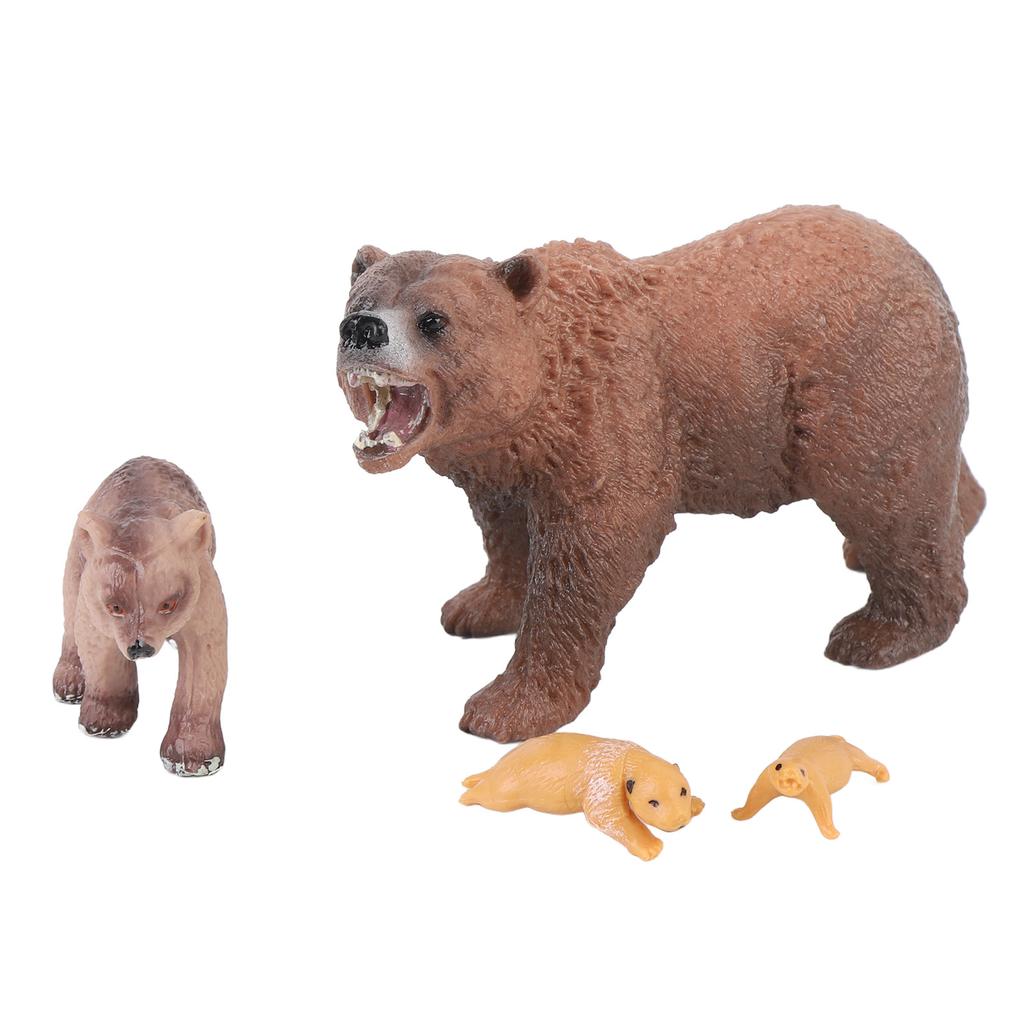 4 Stück Braunbär Wachstumszyklus Statue Realistische Detaillierte PVC Tierfigur für Zuhause Büro Party