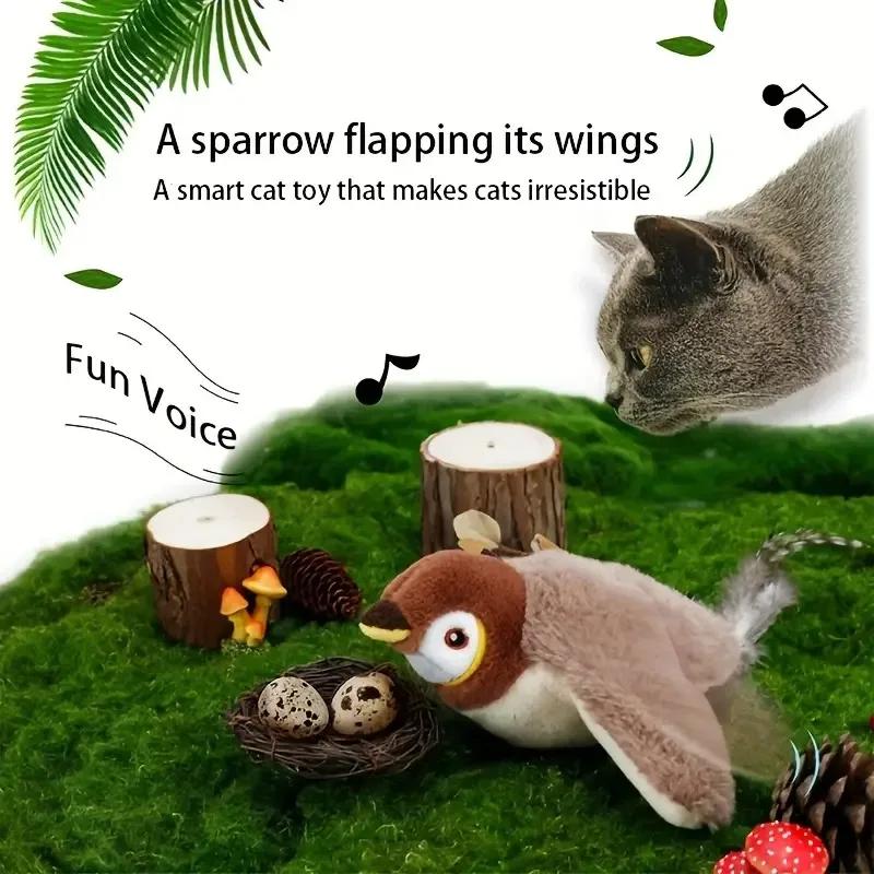 Interactive Chirping Bird Cat Toy, 2025 New Interactive Chirping Bird Cat Toy, Bird Cat Toy For Indoor Adult Bored Cats, Interac