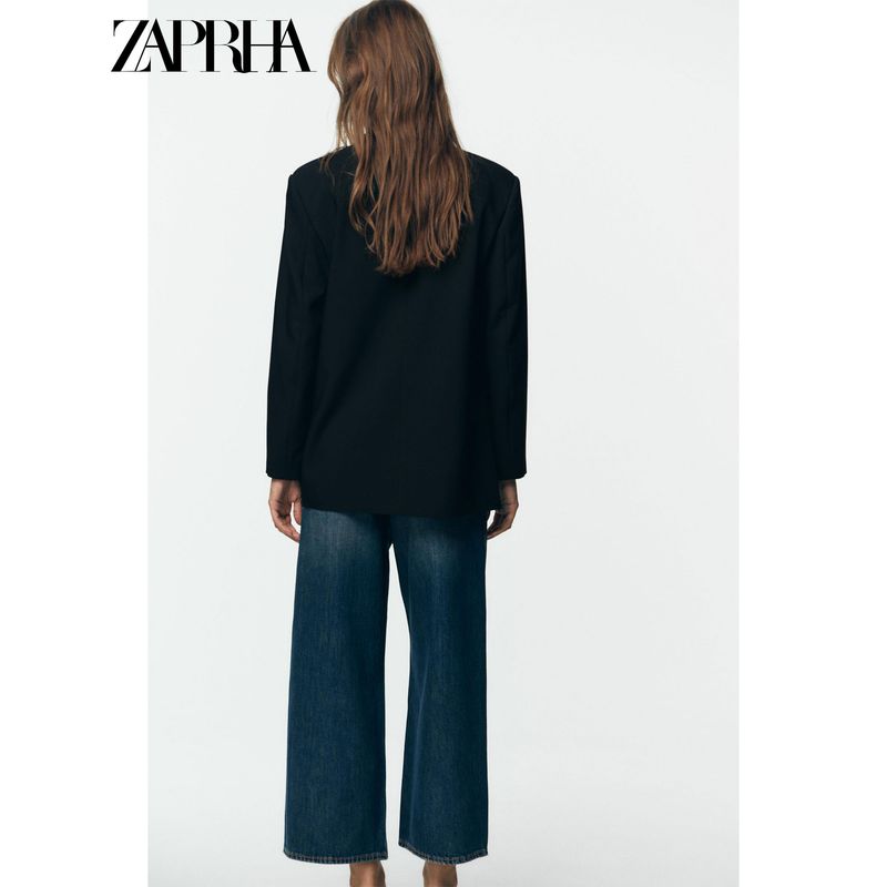 Zaprha 2025 Autumn New Elegant Lapel Long sleeve with Shoulder Pad Profile Double Placket Blazers 2753122