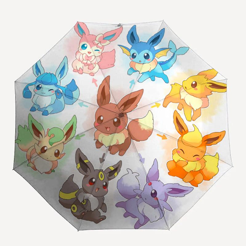 1pc Adorable Pokémon Cartoon Cartoon Practical Umbrella, Portable 3-Fold Compact Umbrella, Suitable for Camping, Hiking and Travel, Ideal Easter