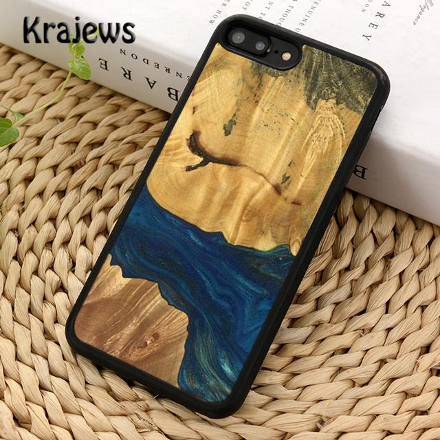 Krajews Wood Resin Glue Gel Phone Case Cover For iPhone 17 Air 16 15 14 Plus 12 13 Pro Max Coque Shell Fundas