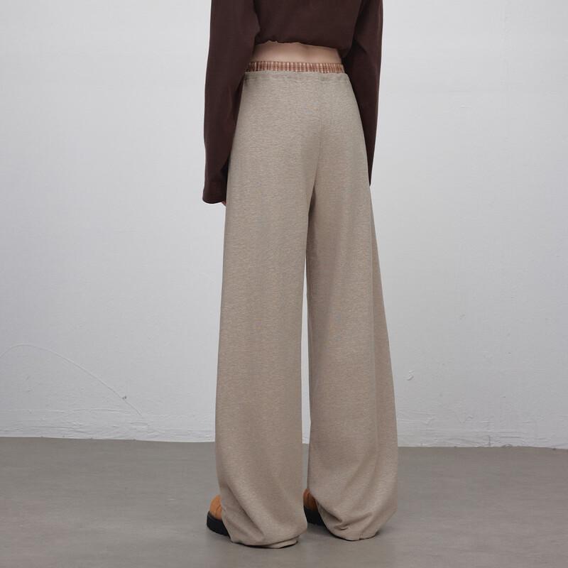 UNIFREE Korean Style Contrast Panel Straight Leg Casual Pants