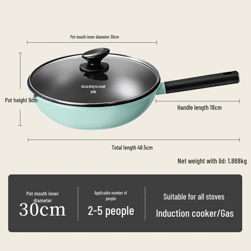 Zhang Xiaoquan Green Series 30cm Non-stick Wok with Lid