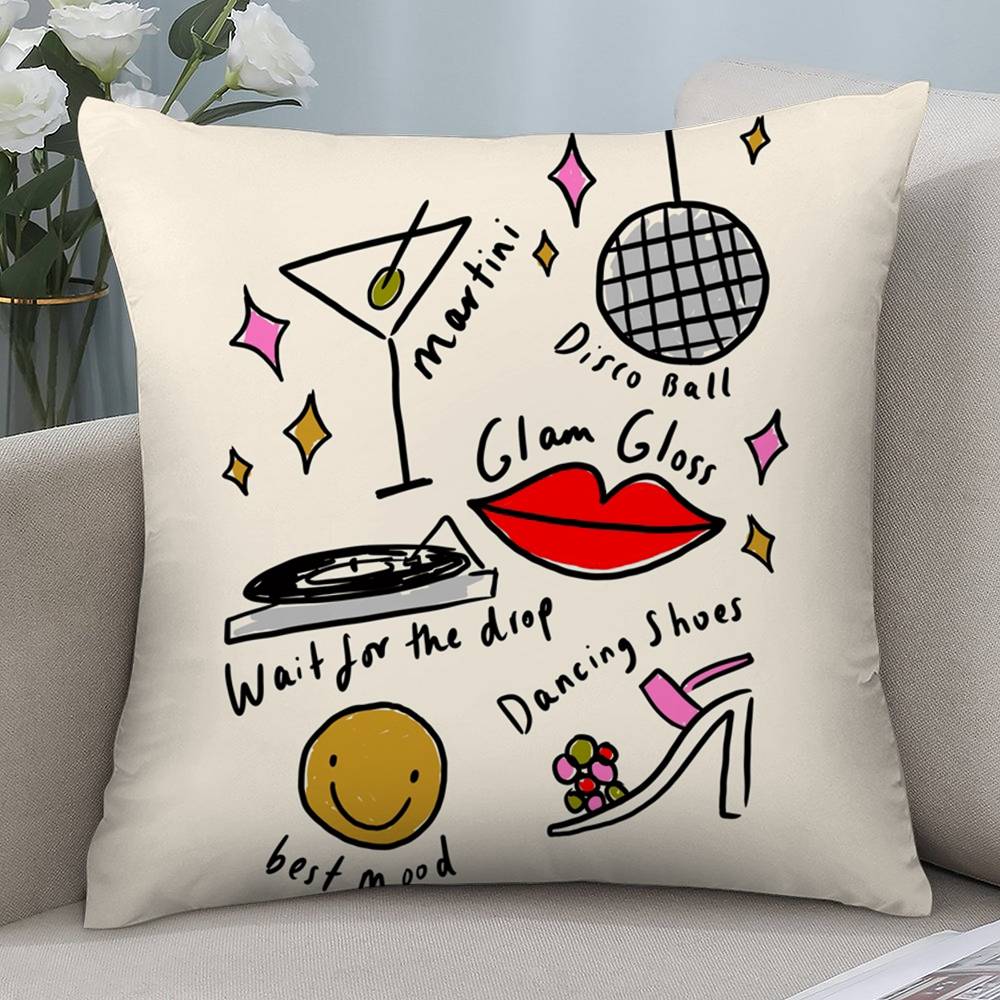 Art Disco Pillow Case Short Plush Double-sided Print Square Throw Pillow Covers Sofa Home Cushion Decor