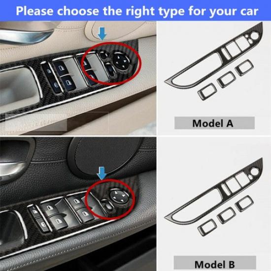 For BMW 5 Series E60 2008-2010 Car Door Armrest Panel Cover Trim Carbon Fiber