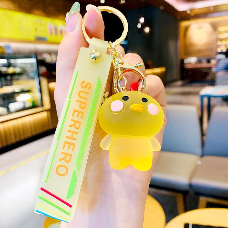 Cartoon Crystal Bear Key Chain Transparent Keyfob Cute Frog Animal Keyring Backpack Pendant Couple Car Keychain
