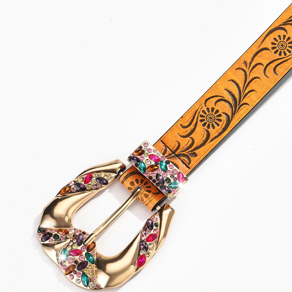 Fashion Floral Pattern Ladies Girdle Belt Stylish Versatile Waist Accessories For Women Trendy Design European And American Style